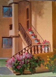 I painted  this quickly outside one of the condos in our complex.